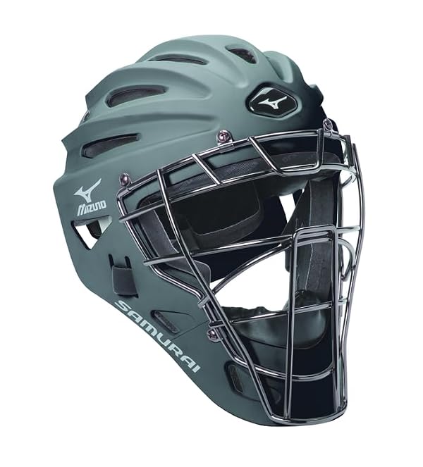 Mizuno Youth Samurai G4 Catcher's Helmet, Grey by Mizuno - Image 3