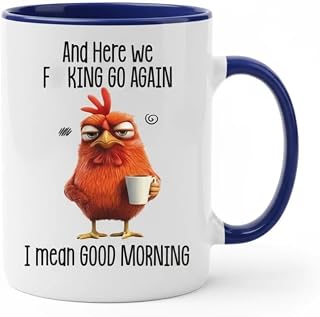 Funny Angry Chicken Mug 11oz, Sarcastic Good Morning Coffee Cup Novelty Gift for Coworkers Boss Friends Family