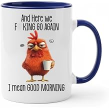 Funny Angry Chicken Mug 11oz, Sarcastic Good Morning Coffee Cup Novelty Gift for Coworkers Boss Friends Family