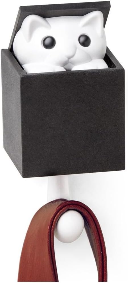 Qualy Kitt-a-Boo Peeping Cat Wall Hook Coathook Hanger Black Brown (Black)