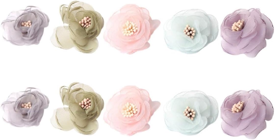Chiffon Flower Accessory Set for Clothing Decoration, 10pcs