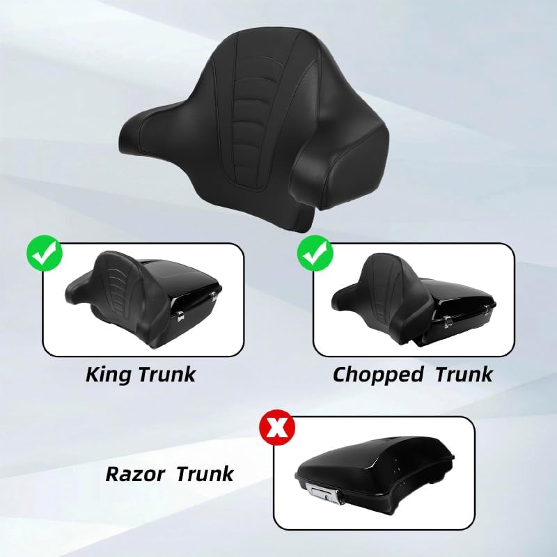 King Tour Trunk Backrest Pad Fit for Harley 2014-2025 Touring Road King Road Glide Street Glide Electra Glide Ultra-Classic