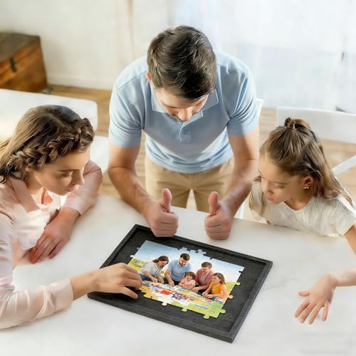 Clasificador de puzzles apilable y portátil en fieltro gris duradero para ordenar piezas 4