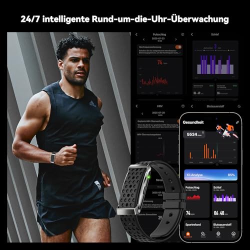 Fitness Tracker Ohne Display Damen Herren, Smart Band Smartwatch mit 24/7 Schlaf Herzfrequenz SpO2 Stress Überwachung, 35 Tage Akku, 170+ Sportmodi, IP68 Wasserdicht, Kein ABO (iOS/Android) – Bild 3