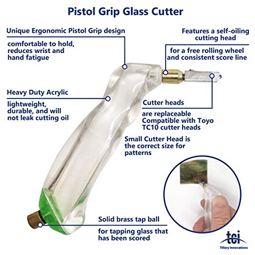 Professional Seven Pc Stained Glass Tool Kit With Instructional Cutting Video, Oil Filled Pistol Grip Cutter, 1” Running Pliers, Breaking And Grozer Pliers, And 2 Oz Of Cutting Oil #TOP1