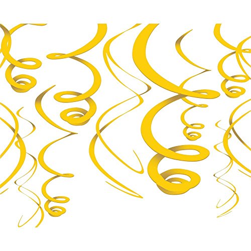 Preisvergleich Produktbild amscan NEU Deko Girlande Swirls, gelb, 12 Stück, 55cm
