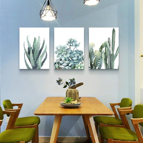 DZRWUBHS Bedroom Decor Wall Art Pictures Inspiration Wall Decor For Living Room Framed Canvas Wall Art For Bathroom Abstract Green Plant Wall Painting Prints Art Modern Kitchen Home Artwork 3 Piece