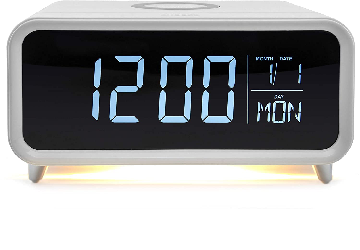 Controllo touch atena. LCD. Mostra sveglia con caricabatterie wireless integrato e luce notturna - Bianco ( Color : White )