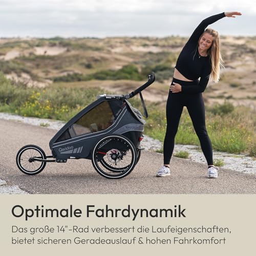 Qeridoo 14' Joggerrad für Einsitzer 2022 | Zubehör für Fahrradanhänger | Jogger-Umrüstsatz | Laufrad-Set für sportliche Nutzung
