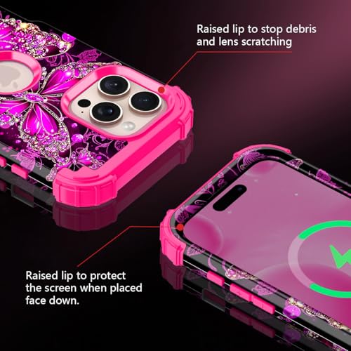 Casetego for iPhone 16 Pro Max Case,Glow in The Dark Three Layer Heavy Duty Sturdy Shockproof Full Protection Rugged Hard PC+Soft TPU Bumper Case for Apple iPhone 16 Pro Max 6.9 inch,Hot Pink - image 5