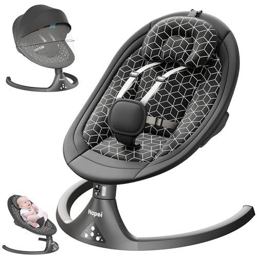 Image of Baby Swing for Infants to Toddler,Electric Baby Swing and Bouncer,Bluetooth Infant Swing for Newborn with Remote Control,10 Music,5 Speed,3 Seat Position,Baby Rocker for Baby 0-9 Month (Black)