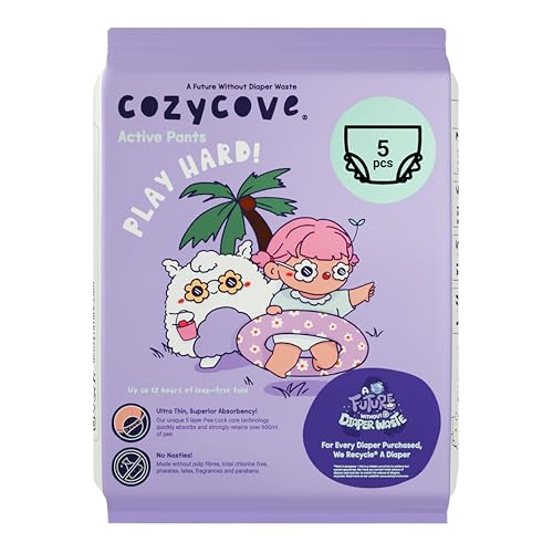 Image of Cozycove Size 7 XXXL (33-44 lbs) Pull Up Training Pants | Totally Chlorine Free, Fragrance Free | Wetness Indicator | Play Hard Slim Active Pants | 5 Count Travel