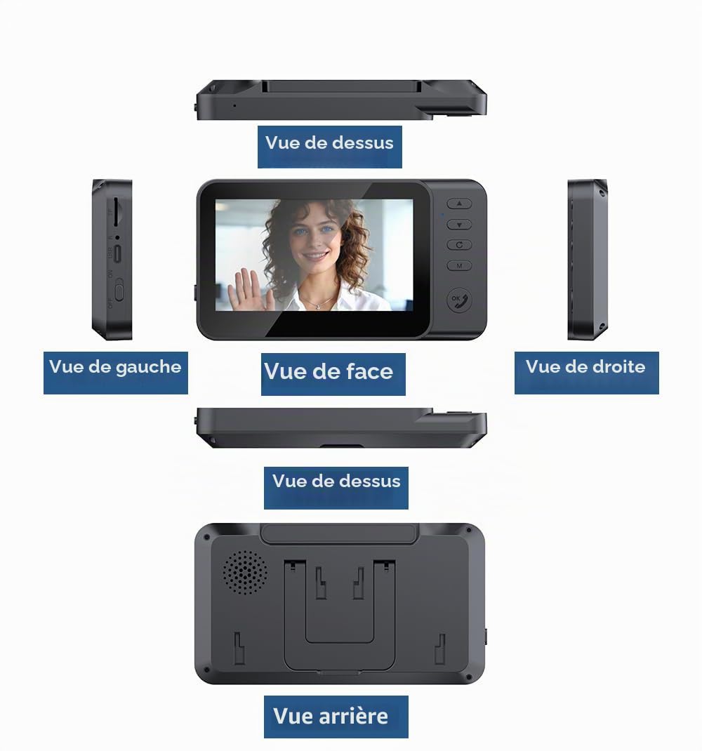 TKMARS Sonnette Vidéo sans Fil 4.3’’ HD 1080P, Visiophone IP65 Étanche, Grand Angle 170°, Vision Nocturne IR, Interphone Audio Bidirectionnel, sans WiFi ni App, Détection Mouvement | Écran IPS 4.3", Audio Bidirectionnel, Grand Angle 170°, Vision Nocturne
