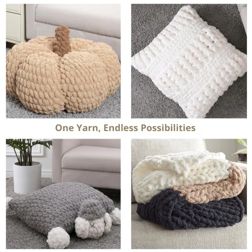Crafted By Catherine Chunky Chenille Yarn - 2 Pack (8 oz / 227 g, 31.7 Yards Each Skein), Light Grey, Gauge 7 Jumbo by Crafted by Catherine - Used condition - Image 6
