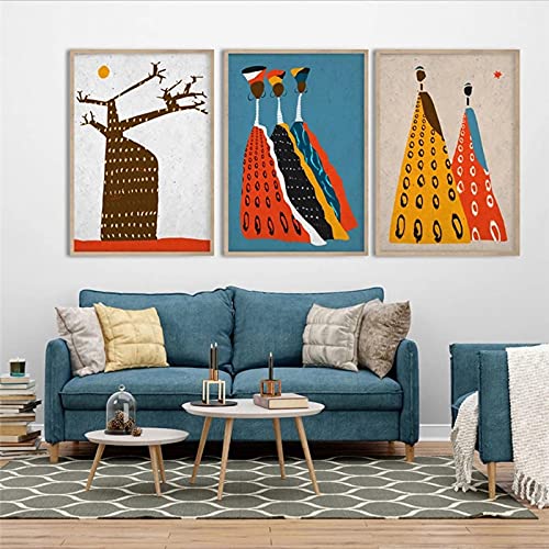 Décoration murale Afro avec affiches couleurs Baobab pour grands murs vides