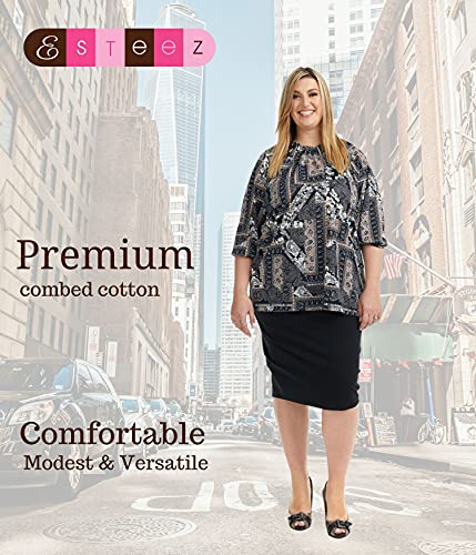 Esteez Women's Pencil Skirt Plus Size Modest Stretch Dallas Ex802111 Black 4X #TOP1