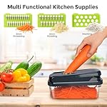 Vegetable Chopper,12-in-1 Multifunctional Food Chopper,Professional Onion Chopper with 7 Blades,Vegetable Cutter with Container for Salad,Potato,Carrot,and Garlic; Essential Kitchen Tool(Grey) - Image 4