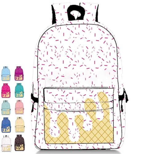 ice cream drip backpack, Ice Cream Backpack, Kawaii Shoulder Bagpacks, ce Cream Backpack, for Women Men Daily Use andTravel (White)