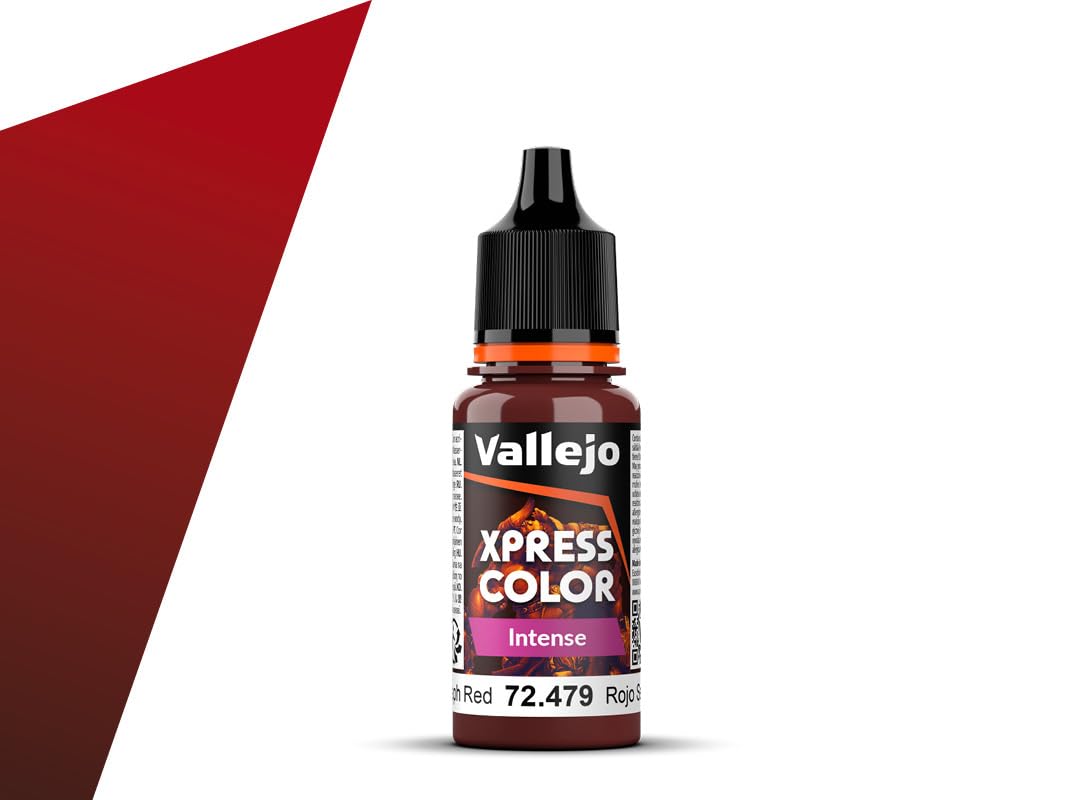VallejoXpress Color | Intense Seraph Red 18 ml (0.6 fl.oz.) | Speedy Application and Drying | Vibrant and Saturated Tones