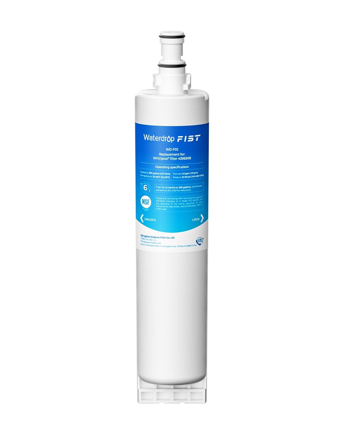 Waterdrop 4396508 Refrigerator Water Filter Replacement for EveryDrop Filter 5 EDR5RXD1 Whirlpool 4396508 4396510 4392857 Kenmore 46-9010 NLC240V