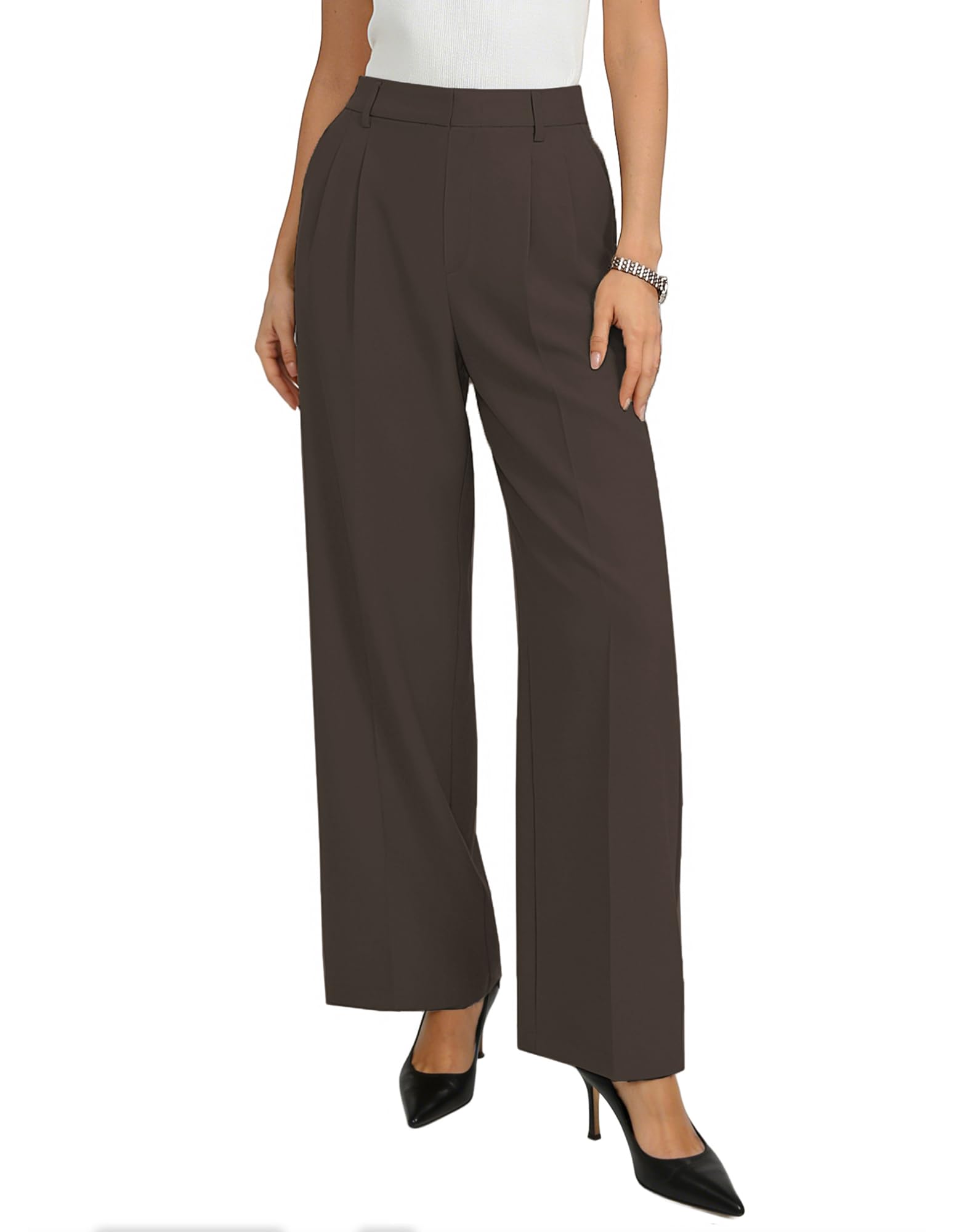GRACE KARIN Anzughose Damen Elegante -Weite Stoffhose Hoch Taillierte- Business/Arbeit/Büro Outfit mit Taschen