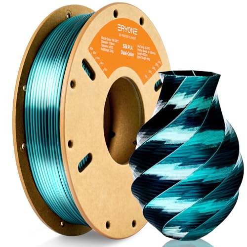 Image of ERYONE PLA Filament 3D Printer Filament Multicolor 1.75mm + /- 0.03mm, PLA Filament 250g Spool, Silk Dual Color Black Dark Green