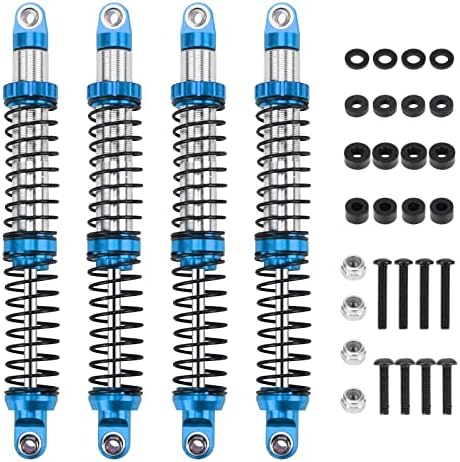 RCAWD 110mm Shock Absorber Damper Universal for a lot of 1/10 RC Hobby Cars, Full Aluminum RC Shock Upgrades , 7075 Adjustable Shocks with Spring 4pcs Hop Ups Parts Blue