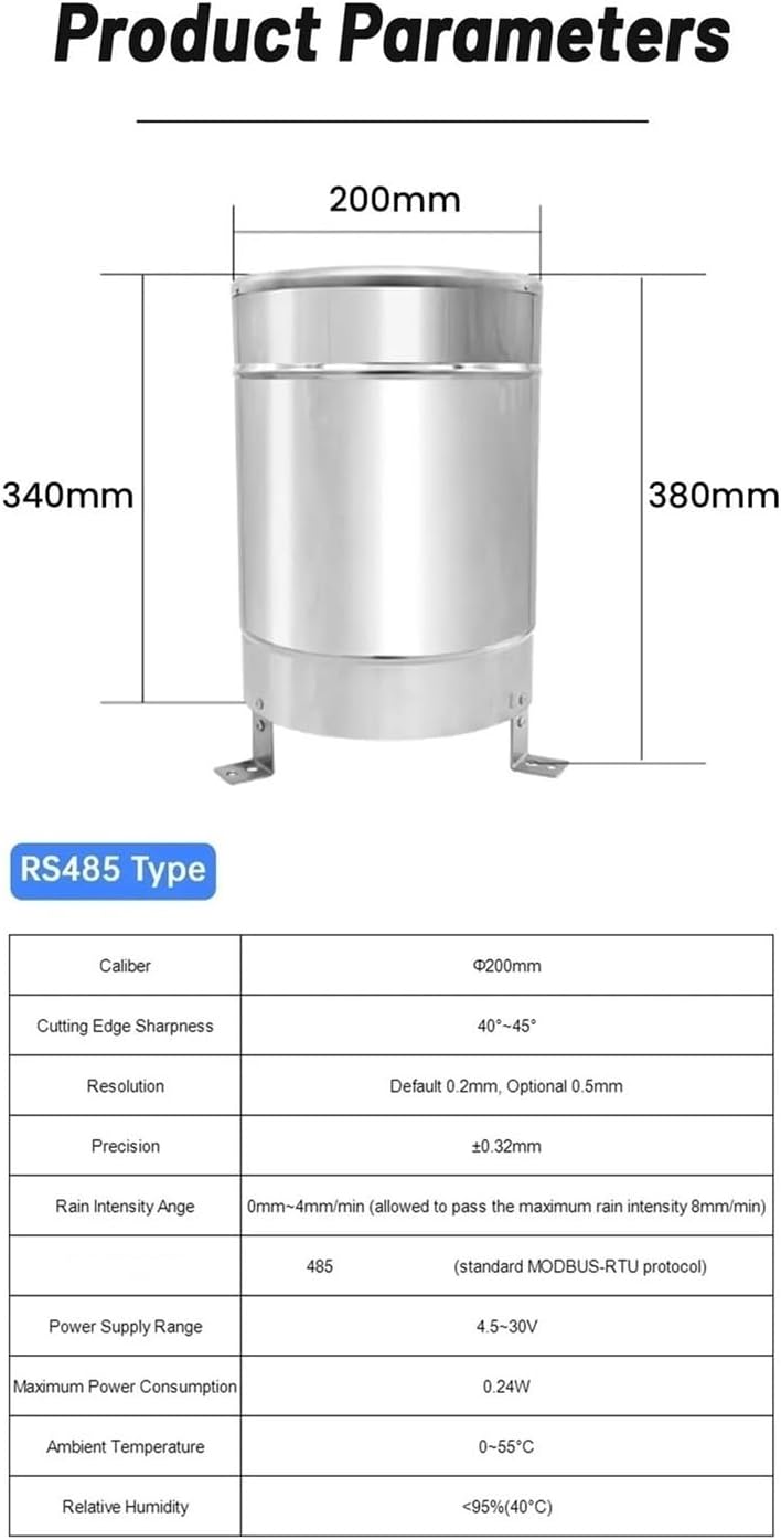 Stainless Steel Rainfall Sensor Precipitation Double Tipping Bucket Weather Station Transmitters Rain Sensor Rains Gauge(0.5MM-4-20MA)