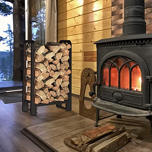 Sunyesyo Firewood Rack Outdoor 40In With Waterproof Cover - Heavy Duty Log Rack Indoor Holder, Upgraded Adjustable Fire Wood Racks, Storage Organizer Stand Tool For Fireplace, Black #TOP6