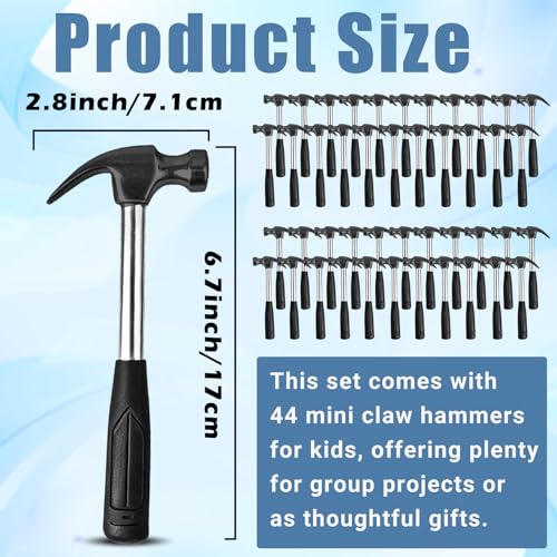 PEDOBALI 44 Pcs Claw Hammer Bulk with Soft Rubber Handle Multifunction Mini Sledge Lightweight Camping Tools Small Stubby Hammers for Kids Home Jewelry Making Woodworking Craft DIY - Thumbnail 2