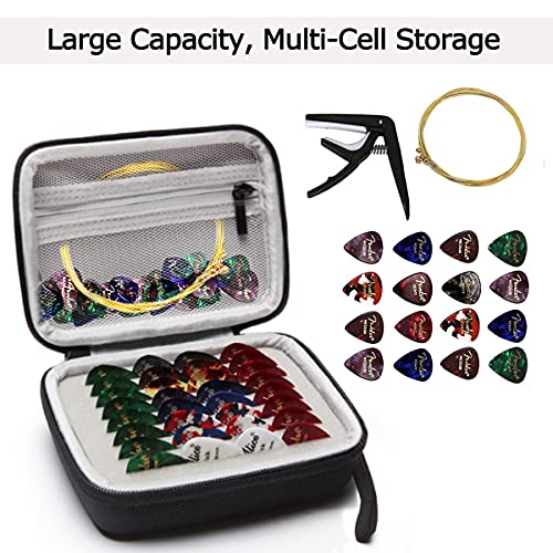 COOZOOM Guitar Pick Holder Case Compatible for Fender, ChromaCast, D\'Addario, JIM DUNLOP, Bolopick, UNLP MUSICAL INSTRUMENT Guitar Accessories, All Size Picks Storage Pouch Box-Bag Black - Thumbnail 2