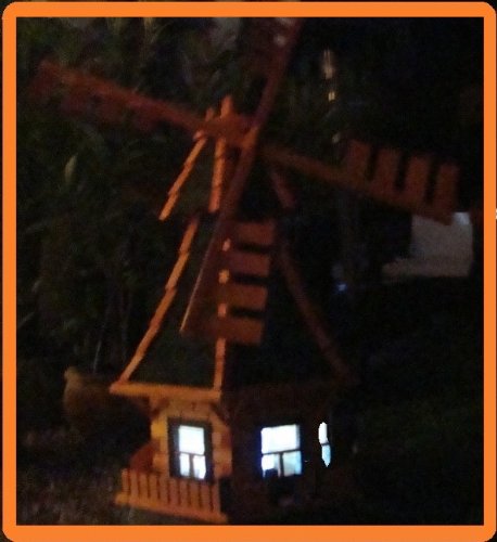 XXL Windmühle Aus Holz – 1,50 M Hoch, 6-eckig, Kugelgelagert, Flügel-Spannweite 100 Cm, Imprägniert (rot)