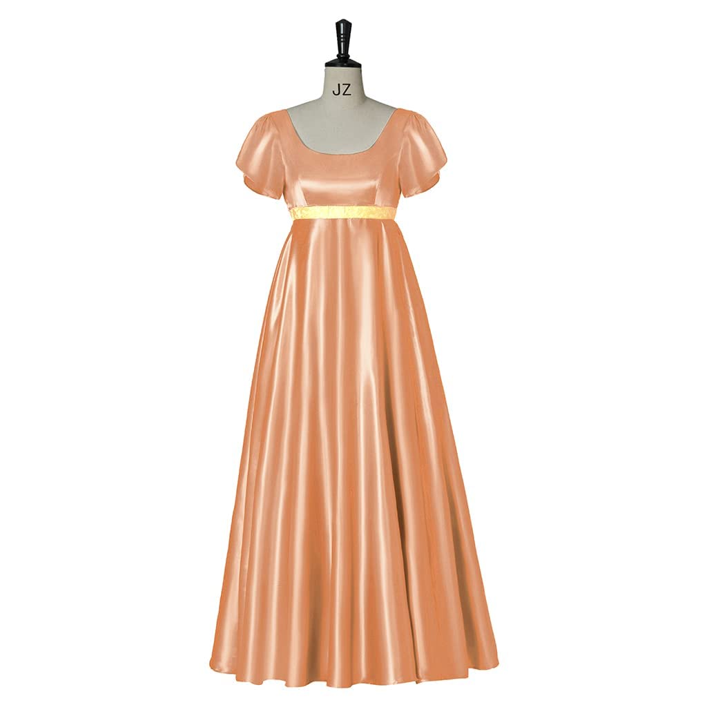 kinstell Robe Regency pour femme années 1800 en satin vintage avec ceinture