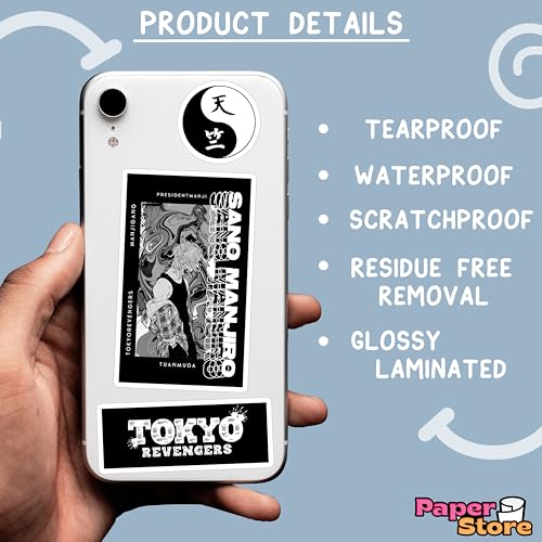 Image of Paper9store Pack of 80+ Tokyo Revengers Stickers for Laptop, Phone Case, Guitar, Bike, Pc, Scrapbook etc. Waterproof Glossy Laminated Residue Free Anime Stickers