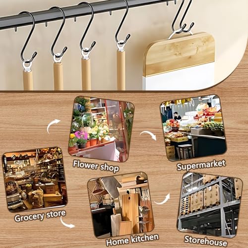 KYLOS 20 Ganchos Para Colgar, Ganchos En Forma De S, Ganchos Metal Para Cocina, Baño, Armario, Oficina, Jardín （Largo, Negro） - imagen 4