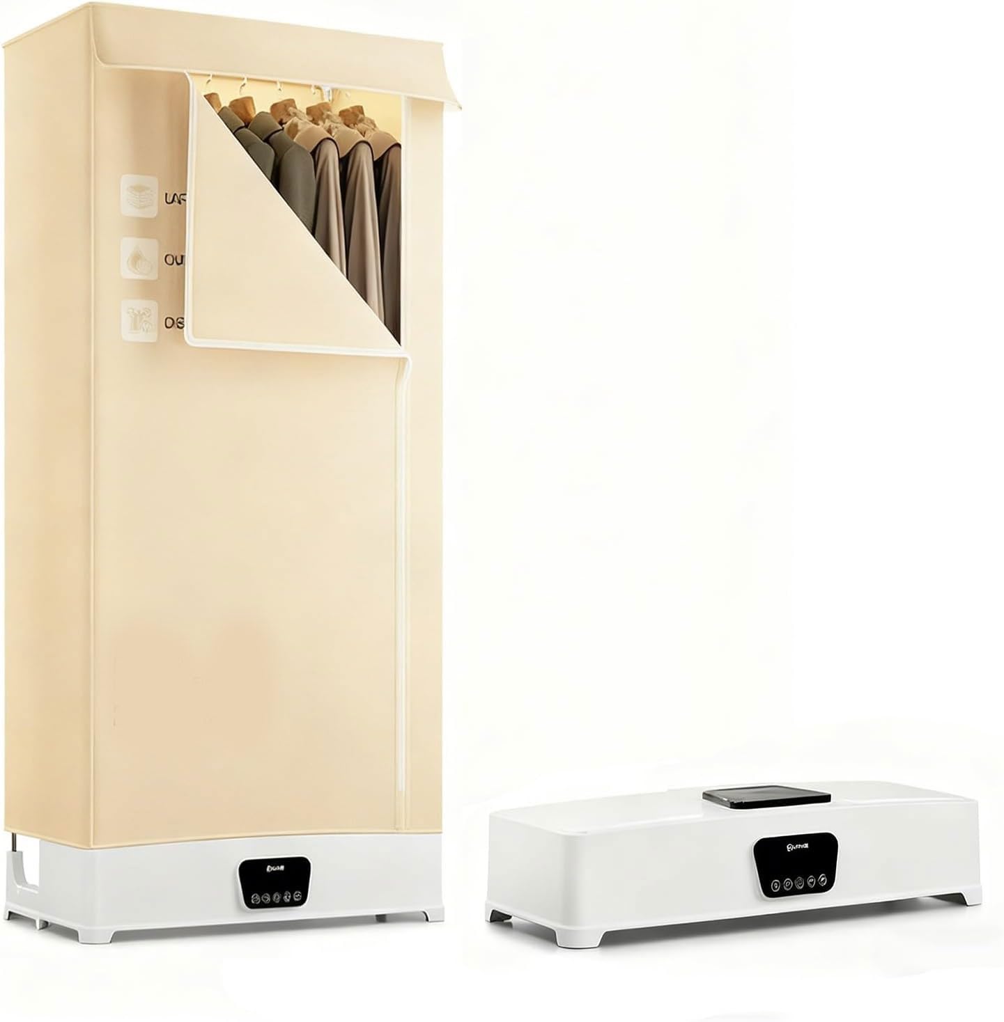 Asciugatrice elettrica compatta, Armadio a Vapore Pieghevole Portatile da 1500W con Touch Screen e Timer, Armadio per bucato di capacità 540L per Esigenze di Asciugatura Domestica e di Viaggio