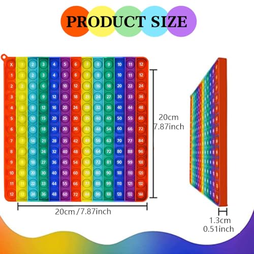 Yadishen Multiplication Table Fidget Rainbow Multiplication Game 12x12 Math Toy Game Learning Board Number Table Toy, Fidget Learning Game Toy Relieve Stress and Create Various Math Operations