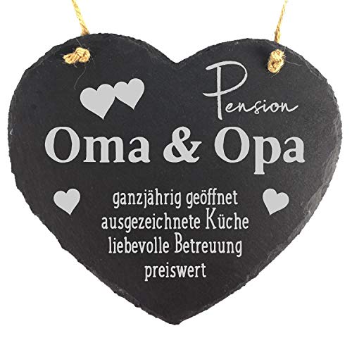 camolo Schieferherz 20x17cm Mit Spruch Deko Wandbild Zum Aufhängen Herz Schiefer Natur Geschenk (Pension Oma & Opa) Cover