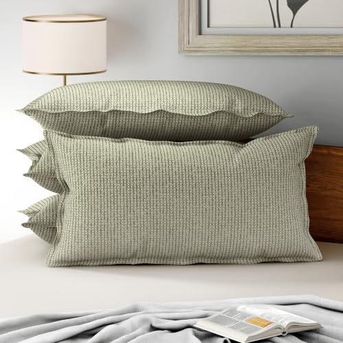 Image of Wakefit 100% Cotton Pillow Cover Set of 4 | 200 TC Soft & Breathable Pillow Cases | King Size 19 x 36 Inch | Skin Friendly, Durable & Gentle Machine Washable | Buffey