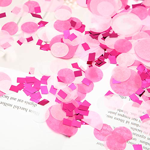 TecUnite Pink Rose Red Confetti Round Tissue Paper Table Confetti Dots for Wedding Birthday Party Decoration Arts Craft DIY Scrapbooking, 1.76 oz (1.5 cm Plus 2.5 cm) by TecUnite - Image 3