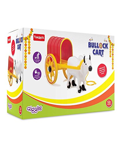Image of Giggles Nico The Giraffe Pull Along Toy Head Bobs Tail Wags Walking & Funskool Digger The Dog Pull Along Toy & Giggles Bullock Cart 2 in Pull Along Toy