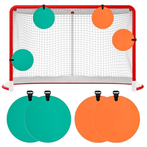 Arrowbash 4 Pcs Silicone Hockey Shooting Targets Agility Shooting Goal Target Discs with Straps Set Reactive Hockey Training Equipment for Lacrosse Soccer Baseball Practice Accuracy, Orange, Green