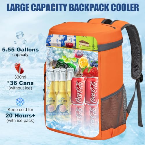 Image of Backpack Cooler Insulated Leakproof, Soft Cooler for Outdoor Camping Hiking