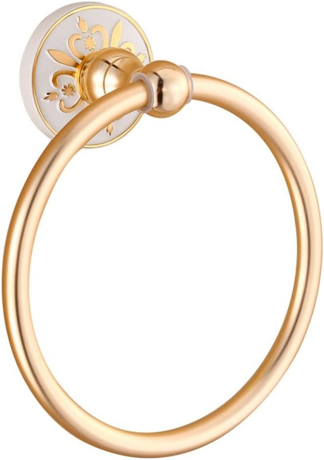 LSLYTQ Bathroom Towel Ring, Ivory White Towel Bathroom Towel Rack, Bathroom Hand Towel Holder Round Towel Hanger Wall Mount