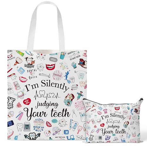 Image of Y1tvei Canvas Bags Gifts, Tote Bag with Makeup Pouch, Birthday Party Favors