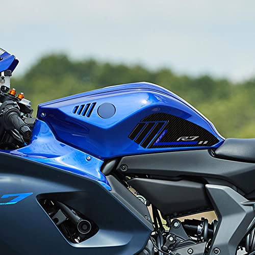 Autocollants 3D moto réservoir Yamaha R7 protection latérale résine carbone bleu accessoires 2021-2024