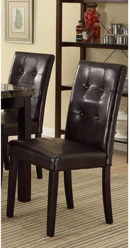 Miniatura 2 de Juego de 2 sillas de comedor para habitación, mesa y asiento de cocina, modernas sillas de comedor estilo Parson tapizadas de piel sintética, estilo