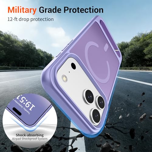 Image of SUPFINE Magnetic for iPhone 17 Pro Max Case Translucent Matte Phone Cover | (Built-in Invisible Kickstand)(Compatible with MagSafe)(Military Grade Drop Protection) Lavender Purple