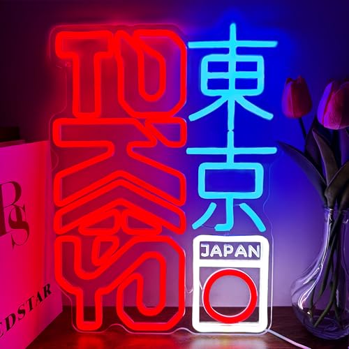 JOSEBRU Tokyo Neon Sign Dimmable Vibrant Japanese Kanji Art for Room Decor LED Neon Light Up Hanging...