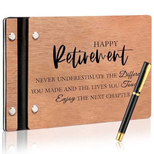 Skyygemm Wood Retirement Guest Book with Signature Pen Retirement Party Decorations Supplies Gifts...